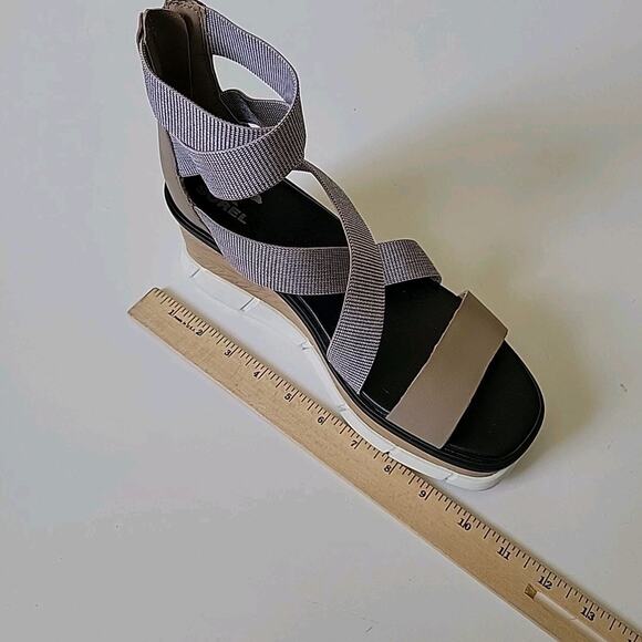 Sorel Joannie III Sport Strap Platform Wedge Sandals Gray Open Toe - Picture 10 of 14